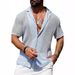 Men's Clothing Casual Shirts Summer Fashion Cool Breathable Men's Cardigan Solid Color Short Sleeved Tops Knitted Men's Shirts_viptrois.com