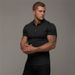 Men's Quick-drying Tights, Polo Shirts, Summer Lapels, Short-sleeved T-shirts, Quick-drying, High-elasticity, Ice Silk, Running Training Clothes_viptrois.com