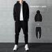Cotton Casual Sportswear Set Men's Cardigan Hooded Sweater Running Suit Two-piece Jacket_viptrois.com