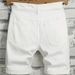 Men's Clothing Denim Shorts Thin White Ripped Mid Length Pants Five Point Jeans_viptrois.com