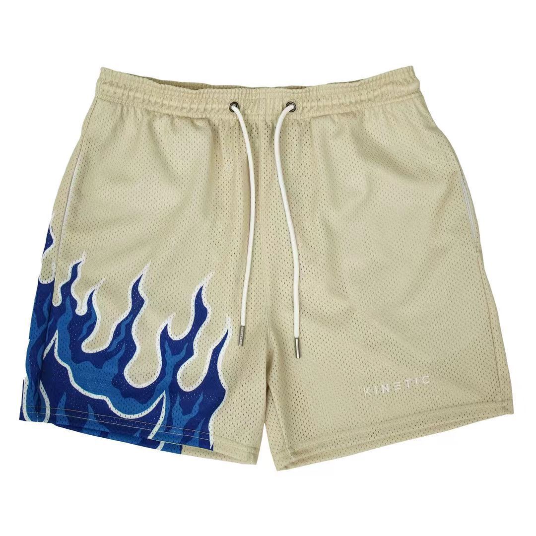 Man's clothing KINETIC fashion co-branded Flame shorts fitness sports running quick drying basketball shorts trend_viptrois.com