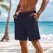 Men's Clothing Men's Summer Shorts Jacquard Drawstring Pocket Solid Color Outdoor Casual Multi Color For Formal & Casual_viptrois.com