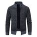 Loom Foreign Trade Autumn Winter New Knitted Jacket Stand Collar Slim Fit Sweater Men's Zipper Cardigan Coat_viptrois.com