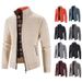 Men's Fleece-Lined Knit Cardigan - Warm Winter Stand Collar Sweater For Teenagers & Young Adults (Multiple Colors & Sizes)_viptrois.com