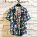 Men's Clothing Retro Thin Short Sleeved Shirt Loose Style Shirt Coconut Tree Print Shirt_viptrois.com