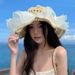 Women's Spring/Summer New Style French Pearl Lace Straw Summer Foldable Large Brimmed Sunscreen Hat_viptrois.com