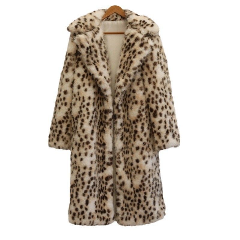 Men's Clothing Men's Personalized Fashion Fur Coat New Style Lynx Leopard Print Fox Fur Long Coat Casual Winter Warm Windbreaker_viptrois.com
