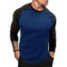 Long Sleeved Round Neck T Shirt Men's Loose Breathable Large Size Bottoming Shirt Casual Raglan Sleeve Top_viptrois.com