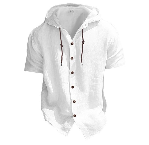 K Men's Sports And Leisure Comfortable Short Sleeved Shirt Hooded Fashionable Sweatshirt Cardigan Versatile Loose T-shirt_viptrois.com