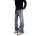 Men's Clothing High Street Cleanfit Cat Whisker Pattern Distressed Jeans Straight Flared Vibe Long Pants_viptrois.com