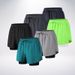 Men's Ice Silk Sports Shorts New Summer Style Double Layered Faux Two-Piece Three Quarter Length Casual Pants For Training Running Fitness_viptrois.com