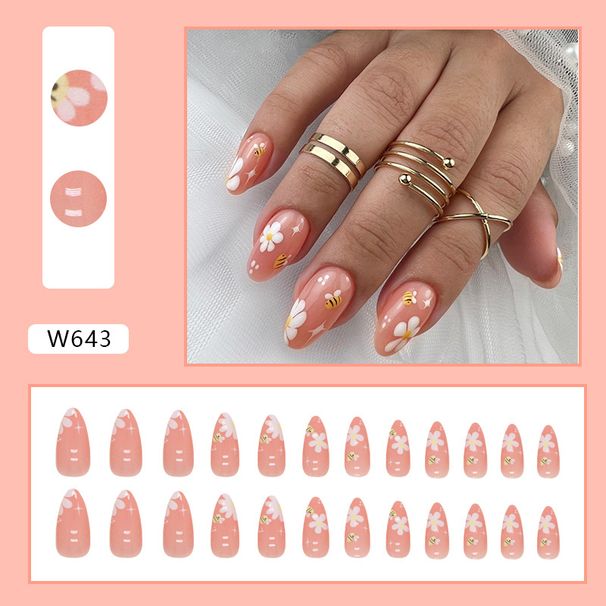 Nails Art Cute Daisy Flower Bee Nail Beauty Cute Little Fresh Nail Beauty Ins Style Wear Nail Nail Piece Nails_viptrois.com