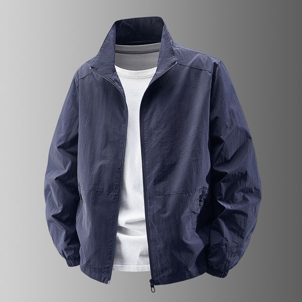 Spring And Autumn New Stand-up Collar Jacket Men's Thin Trench Coat Windproof And Waterproof Outdoor Casual Versatile Men's Jacket_viptrois.com