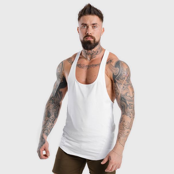 Muscular Fitness Hombres Verano Deportes Y Ocio Elástico Transpirable Placa De Luz Blanca Sin Logotipo Empalme Chaleco_viptrois.com