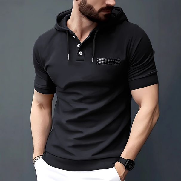 Camisa POLO Ajustada De Moda De Verano Con Capucha Para Hombre, Polo Deportivo Informal De Manga Corta, Cómoda_viptrois.com
