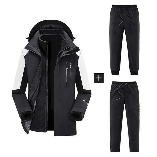 Men's Clothing Rush Clothes Set Men's Three-in-One Two-piece Set Fleece-lined Waterproof Hiking Pants_viptrois.com