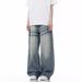 Men's Clothing Light Blue Flared Jeans For Men Autumn Trendy Brand Loose Washed Pants High Street Straight Scimitar Pants_viptrois.com