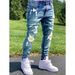 Men's Clothing Men's Slim Fit Skinny Jeans High Street Motorcycle Style Ripped And Patched Style Slimming Leg Pants_viptrois.com