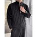 Fashionable Solid Color Knitted Cardigan Diamond Grid Semi High Neck Sweater Casual Men's Jacket_viptrois.com