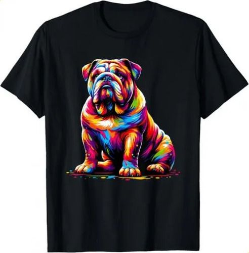 T-shirtfunny Dog 2026 Colorful English Bulldog T-shirt Gift Unise_viptrois.com