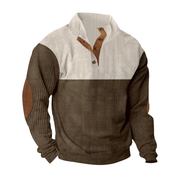 Men's Casual Color-Block Stand Collar Fleece Sweatshirt - Breathable & Comfortable Plus Size Pullover For Spring/Autumn_viptrois.com