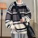 Pure Men's Sweater Japanese Retro Striped Color-Block Base Shirt Knitwear Autumn Winter Thickened Trendy Loose Knit Cardigan_viptrois.com