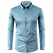 Men's Clothing four way stretch shirt men's color matching collar diamond button long sleeved shirt business casual men's shirt foreign trade _viptrois.com