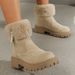 Large-size snow boots women's new autumn and winter short boots with wool and thick wear cotton shoes_viptrois.com