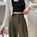 Premium Straight-Leg Trousers For Women – High Waist Wide-Leg Office Pants With Flowy Drape & Anti-Wrinkle Polyester (Summer Collection)_viptrois.com