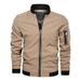 Men's Clothing Men's Slim Fit Lightweight Baseball Jacket With Stand Collar - Casual Outerwear In Solid Colors (Navy, Black, Army Green, Red, Khaki)_viptrois.com