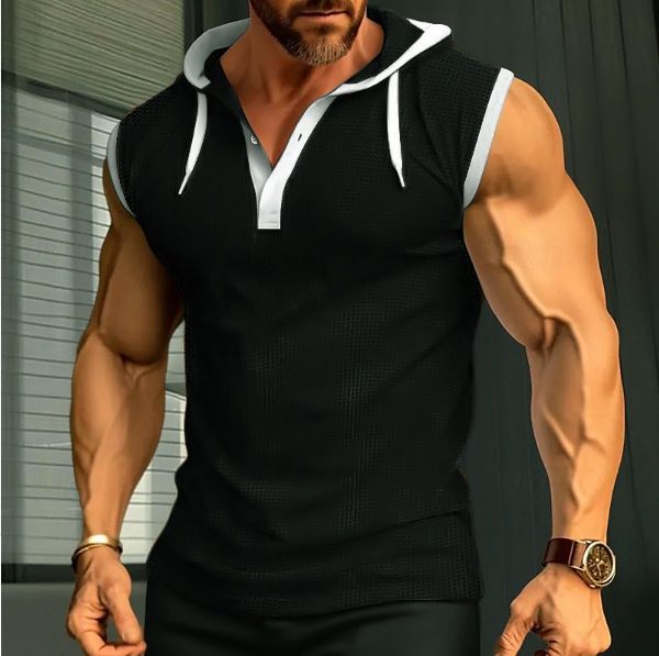 Men's Clothing Summer Vest Heavy Hooded Waistcoat Trendy Brand Casual Sleeveless T Shirt_viptrois.com