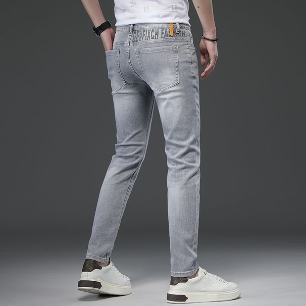 Loom 2022 New Brand European Style Men's Slim Fit Skinny Jeans Stretch Pants High-end Iron-on Print Cross-border Exclusive_viptrois.com