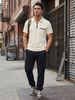 Men's Clothing Casual Zipper Pocket Short Sleeved Waffle Knit Short Sleeve T-Shirt With Zip Pocket - Slim Fit, Breathable Polyester (S-XXXL, 6 Colors)_viptrois.com