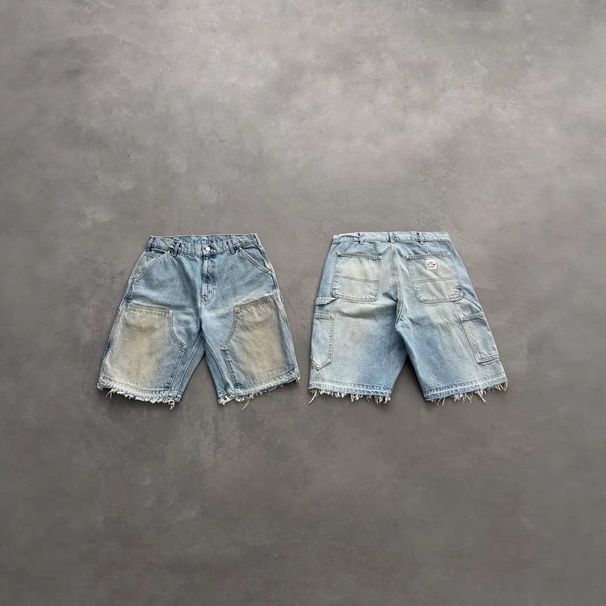 Men's Clothing Men's Washed Distressed Workwear Denim Shorts Summer Casual Streetwear Trendy Brand Style For Formal & Casual_viptrois.com