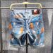 Men's Clothing Summer New Ink Splash Hole Denim Shorts Men's Loose Straight Five Point Men's Mid Length Pants_viptrois.com