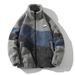 Men's Clothing Fashionable Stand Up Collar Long Sleeved Trendy Stand Collar Long Sleeve Zip-Up Color Block Lambswool Jacket Cozy Winter Outerwear_viptrois.com
