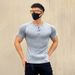 Muscle-Enhancing Ribbed Crew Neck Tee - 88% Cotton Compression Fit For Gym & Street (Unisex, Breathable, Stretch Fabric)_viptrois.com