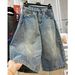 Men's Clothing Men's Distressed Washed Denim Capri Pants Deconstructed Cutaway Curved Blade Mid Length Loose Wide Leg Shorts_viptrois.com