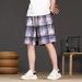 Men's Retro Casual Tie Dye Plaid Shorts Summer High Street Fashion Loose Five Point Beach Shorts Trendy Versatile_viptrois.com