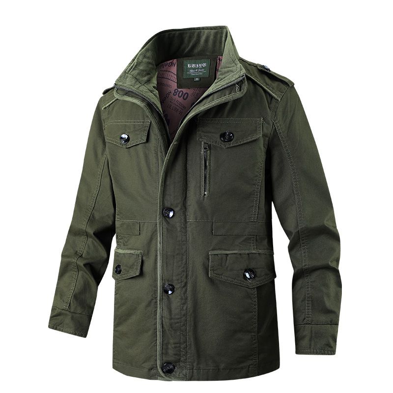 Men’s Oversized Workwear Jacket – Lightweight Cotton Utility Coat (Khaki/Army Green/Black, L-6XL, Pre-Shrunk, Relaxed Fit, Casual & Streetwear)_viptrois.com