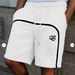 Men's Euro-American Style Side Stripe Shorts - Black Athletic Shorts With Star & B-Logo Embroidery, Drawstring Waistband, Loose Fit Casual Sportswear_viptrois.com