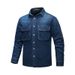 Men's Long Sleeve Denim Shirt - Vintage Workwear Jacket With Military Style, Breathable Cotton, Relaxed Fit For Casual & Outdoor Wear_viptrois.com