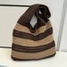 Women's Shoulder Bags A Color-blocking Jacquard Tote Bag, A Simple And Fashionable Knitted Handbag For Women_viptrois.com