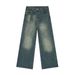 Men's Clothing Washed Jeans Men's Handsome Loose Washed Straight Wide Leg Mopping Pants_viptrois.com
