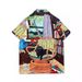 Men's Clothing Trendy Brand High End Hong Kong Style Short Sleeved Shirt Men's Personality Creative Cartoon Casual Loose Beach Flower Shirt Women_viptrois.com