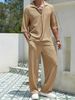 Men's Clothing New Commuter Men's Casual Shirt Solid Color Short Sleeved Trousers Two Piece Suit_viptrois.com
