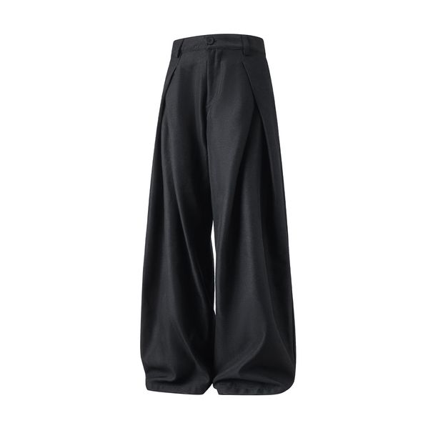 Monochrome Man- Cross Pleated Design Draped Casual Trousers Men Autumn Style Texture Loose Straight Trendy Brand Vintage Long Pants_viptrois.com