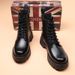 Martin Boots Men's Low-top Retro Style Leather Thick-soled Heightening Locomotive Tooling Short Boots_viptrois.com