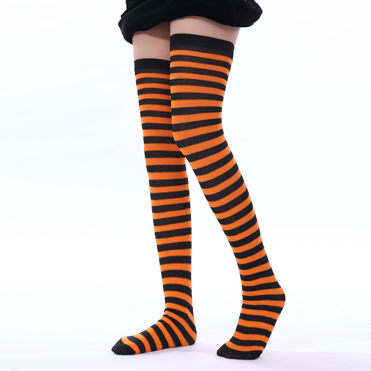 Christmas Striped Thigh Women's Long Over-the-Knee Party Halloween Socks_viptrois.com
