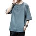 Chinese Summer Thin T-shirt Men's Short Sleeved Tang Trendy Loose Ethnic Style Cotton Linen Top_viptrois.com
